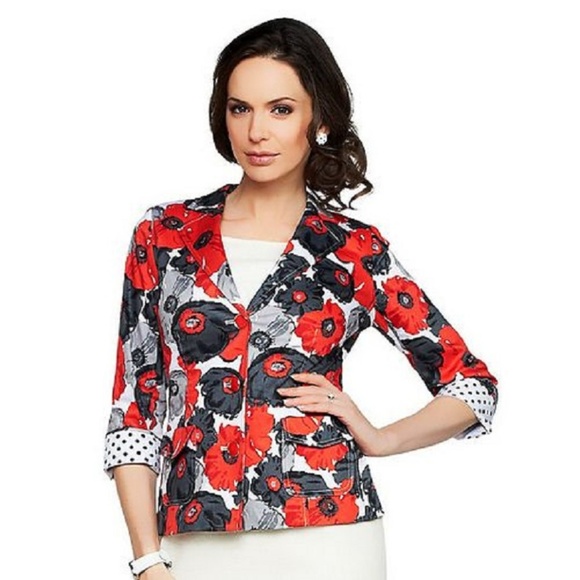 Joan Rivers Jackets & Blazers - 💜3/25💜 QVC Floral Blazer Stretch Twill Jacket